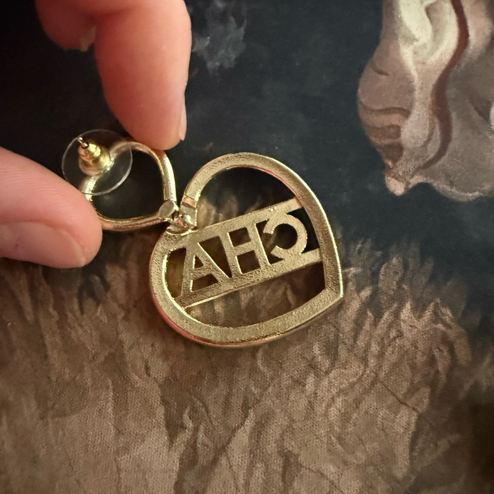 CHANEL Gold Heart Earrings logo EUC - Picture 4 of 5